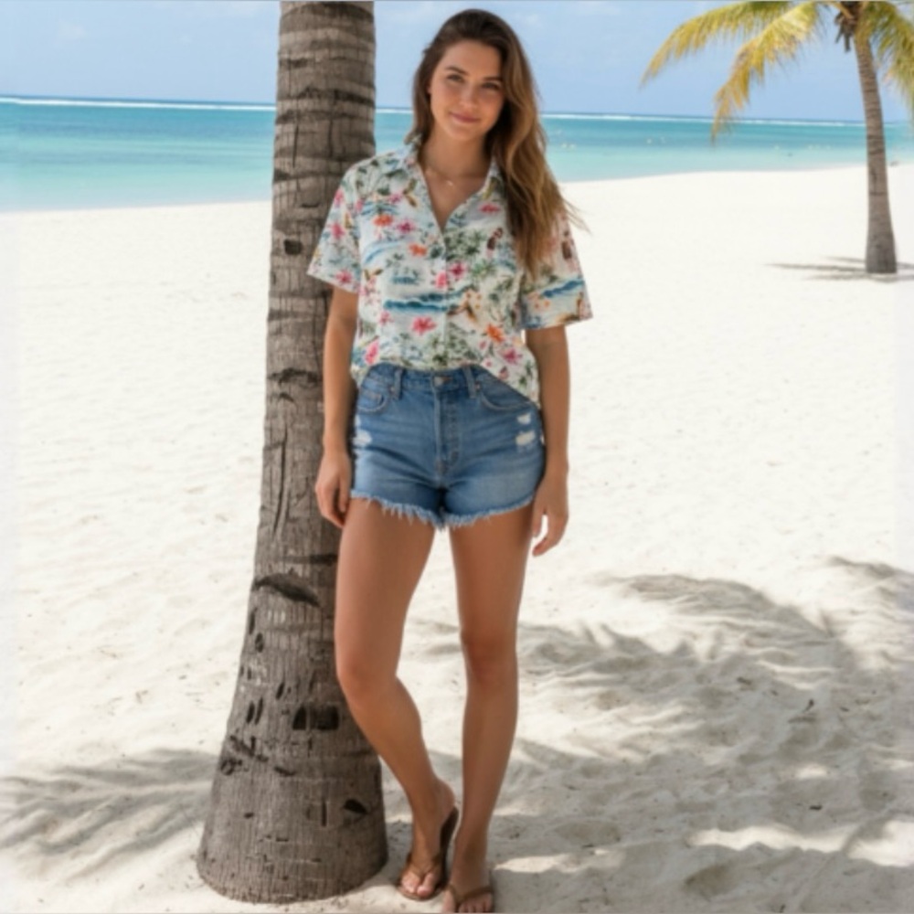 Sandrine Rose Hawaiian Pearl Snap Shirt By Free People - Picture 5 of 15